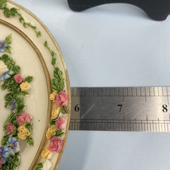 Hand painted 3D floral design decorative plate 6 Inch - Picture 6 of 6